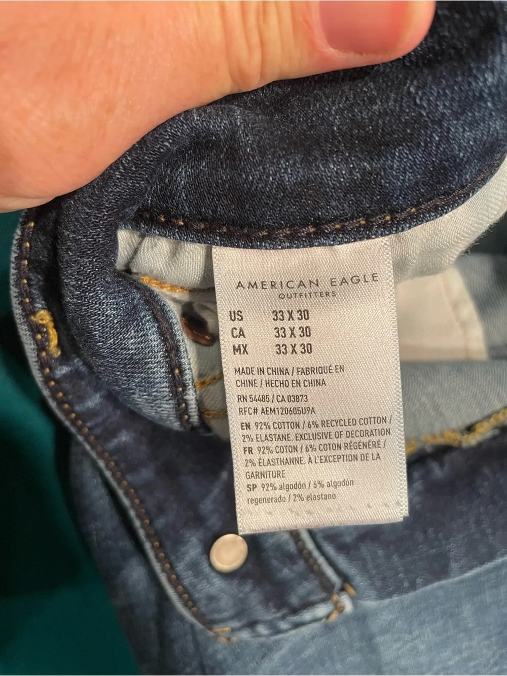 American Eagle Outfitters Slim Straight Distressed Dark Blue Jeans